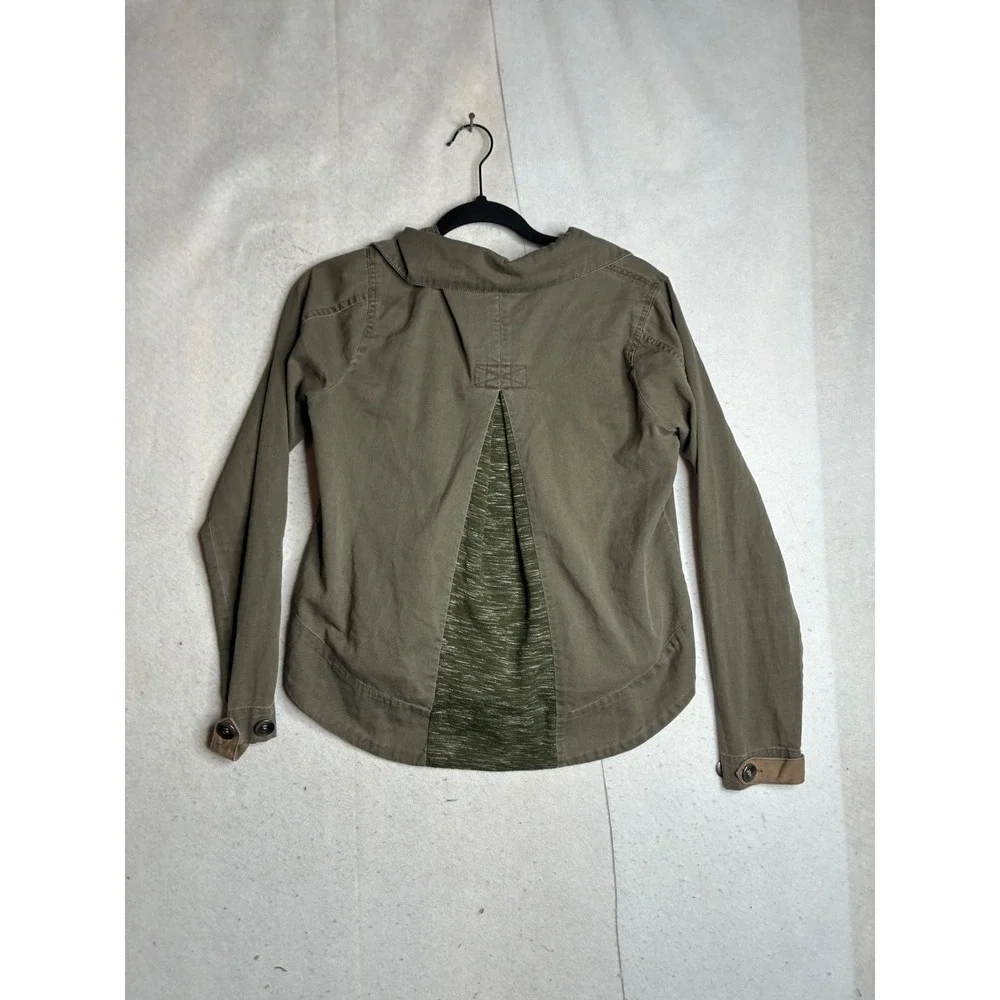 BKE Eased Womens Olive Green‎ Cotton Utility Jacket High Low Hem BKEDG1690 XS